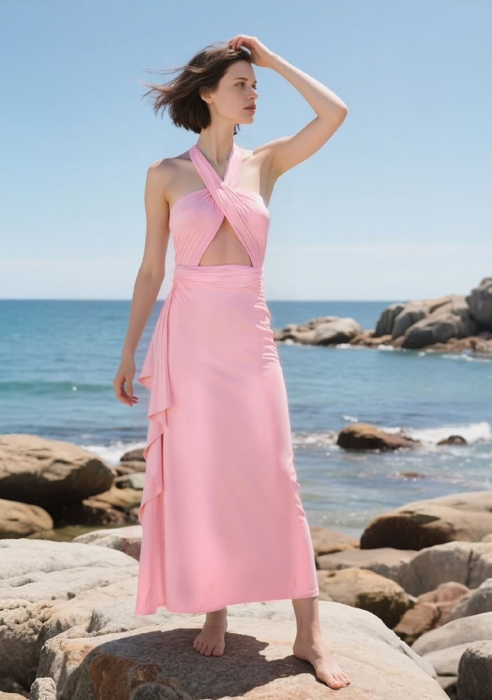 Blush Pink Infinity Beach Dress | One-Size Cover Up with 24 Styles